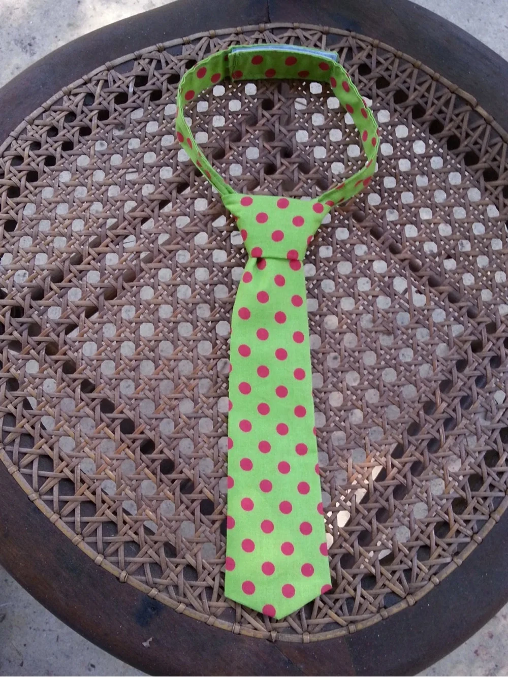 Boys Christmas green and red polka dot neck tie - boys tie - toddler necktie